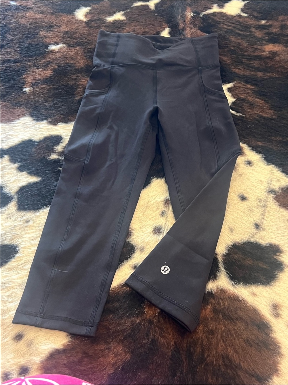 lululemon black seamless leggings with logo detail